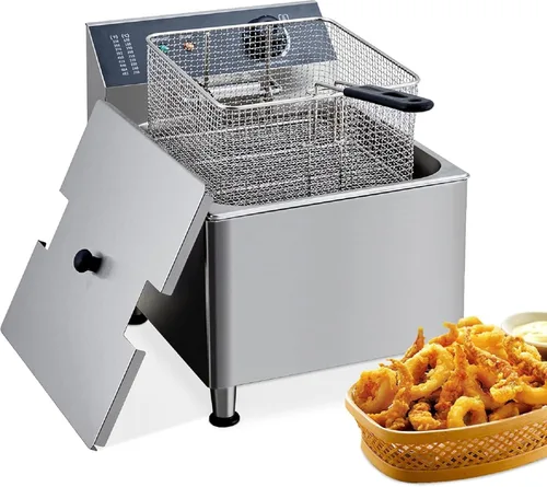 Miniatura 10 de Freidora comercial de 3400 W doble 11L/3.3 galones - Sistema de encimera de acero inoxidable 201 con filtración de aceite y cestas ajustables