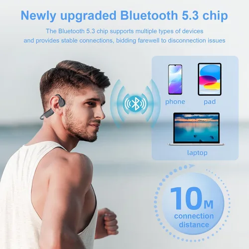 Miniatura 3 de Auriculares de conducción ósea de oído abierto, auriculares Bluetooth inalámbricos IPX5 impermeables para deportes, correr, gimnasio, ciclismo