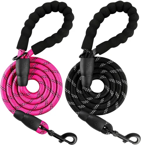Miniatura 25 de BARKBAY Correas de perro para perros grandes, correa resistente de 4/5/6 pies con cómodo mango acolchado e hilos altamente reflectantes para perros
