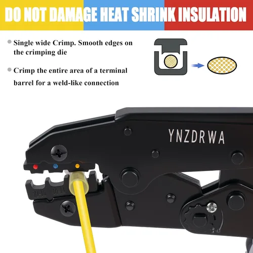Miniatura 3 de YNZDRWA Herramienta de engarzado para conectores termorretráctiles, herramienta de engarzado de cables mejorada, engarzadora de terminales de cable