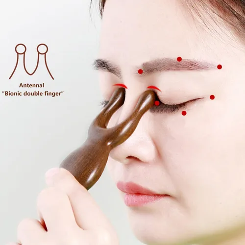 Miniatura 3 de OULIGET Herramientas de masaje Gua Sha de madera natural antiestática, herramienta Gua Sha facial de madera para ojos, herramienta de masaje manual