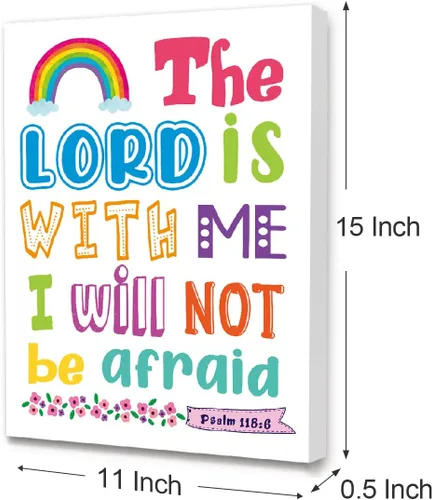 Miniatura 2 de LISTNGBO Lienzo decorativo de pared con versículo bíblico para niños, decoración de pared religiosa cristiana, 12 x 15 pulgadas El Señor está conmigo