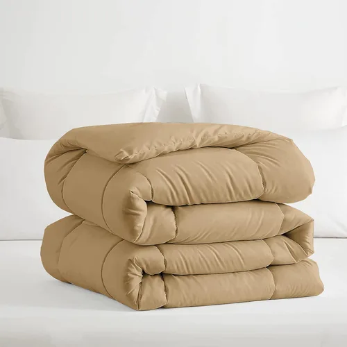 Miniatura 3 de Edredón alternativo de 1 pieza para todas las estaciones, 500GSM, ligero, 8 lazos en las esquinas, edredón de plumón de ganso de alta calidad, Beige