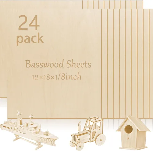 Miniatura 13 de 48 piezas de madera contrachapada de abedul báltico, 12 x 12 x 1/8 pulgadas, 0.118 pulgadas de grosor, madera sin terminar para manualidades, corte