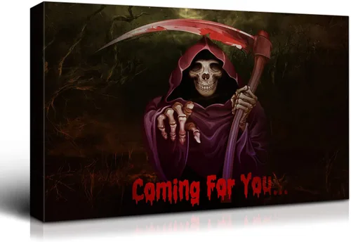 Miniatura 82 de Denozer - Pintura artística de pared de Halloween, impresión artística sobre lienzo para dormitorio, sala de estar, decoración de pared del hogar