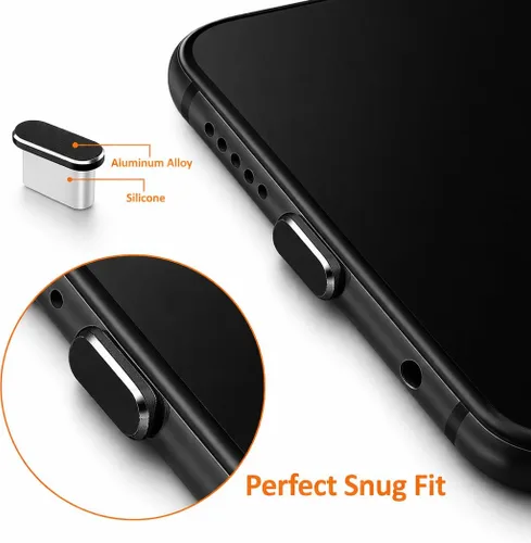 Miniatura 2 de Mizi Enchufe antipolvo USB C, paquete de 4 protectores de puerto de carga para iPhone 17 Pro Max, accesorios de limpieza completos - Negro