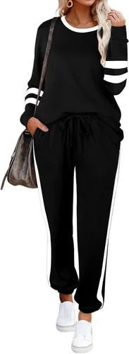 Miniatura 3 de Aloodor conjunto deportivo de 2piezas para mujer, con sudadera con cuello redondo, sin botones
