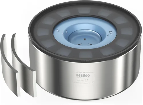 Miniatura 10 de Cuenco de agua antiderrames para perros, de acero inoxidable de doble pared con tapa a prueba de salpicaduras y disco flotante, base antideslizante
