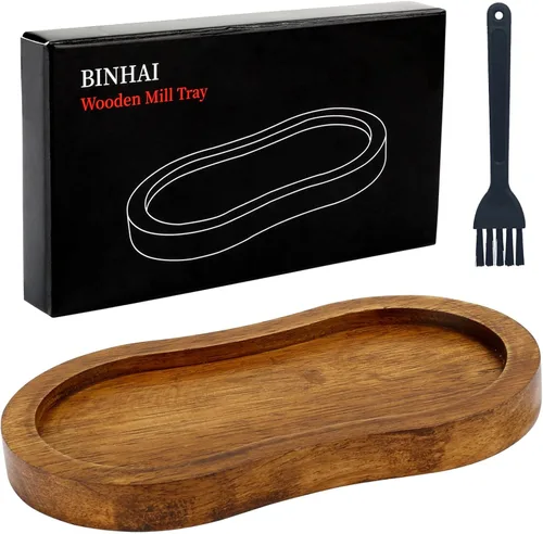 Bandeja de molino de madera de sal y pimienta, soporte para molinillo de pimienta de color retro, superficie de trabajo y protector de mesa de G