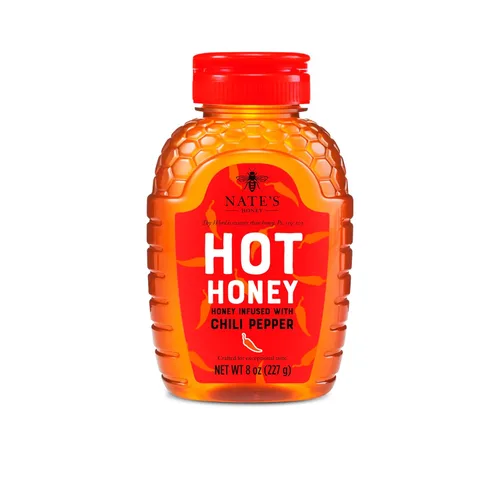 Miniatura 9 de Nate's Hot Honey - Miel 100% pura infundida con hojuelas de chile habanero, sabor galardonado, relleno de calcetines navideños, botella exprimible