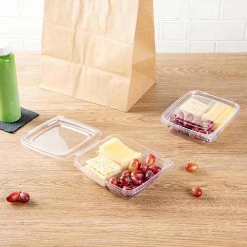 Miniatura 6 de Restaurantware Tamper Tek - Recipientes rectangulares para llevar de 11 onzas, 100 recipientes duraderos de plástico transparente congelable a