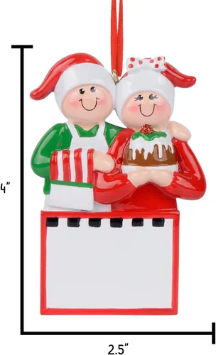Miniatura 3 de Adorno 3D personalizado de nuestra primera Navidad 2025 Adornos de pareja de panaderos para hornear juntos, adorno para parejas 2025, familia de 2