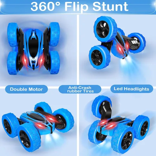 Miniatura 2 de FREE TO FLY Automóvil de control remoto para niños: coches RC de voltereta 360 2.4Ghz, coche de acrobacias giratorio de doble cara para niños de 6 a