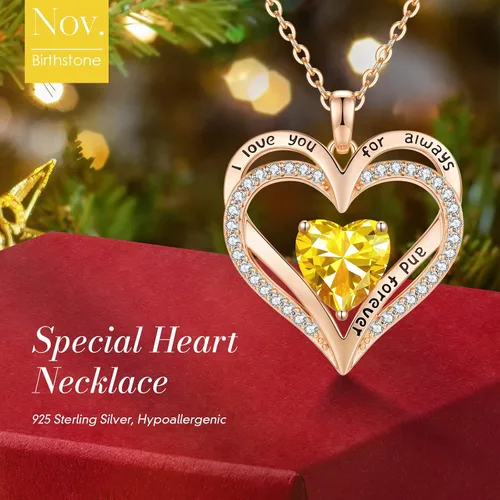 Miniatura 45 de CDE Collares de piedra natal para mujer, plata de ley 925, collar con colgante de corazón para siempre, Navidad, cumpleaños, aniversario, día de San