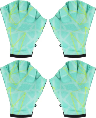 Miniatura 9 de PATIKIL Guantes acuáticos de natación guantes de natación con malla de impresión de resistencia al agua accesorios de entrenamiento para natación
