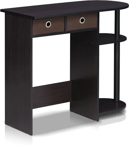 Miniatura 6 de Furinno Go Green Home - Escritorio para computadora portátil con 2 cajones, nogal oscuro