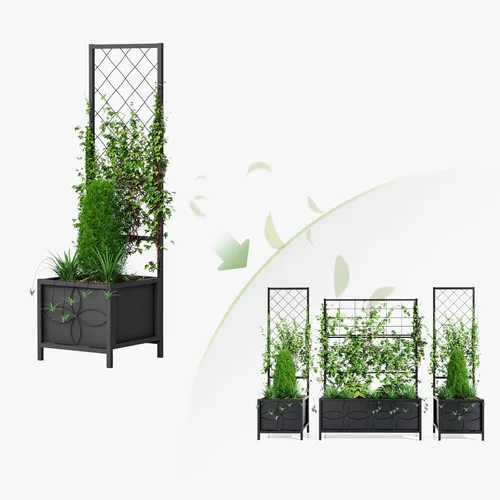 Miniatura 10 de Zhongma Macetero de metal con enrejado elevado con enrejado para plantas trepadoras de vid y flores (12.8 x 35.43 x 74 pulgadas), pantalla