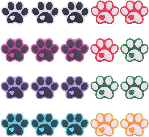 20 cuentas de pata de perro de colores mixtos, cuentas focales para bolígrafos, topes de aguja de tejer, cuentas espaciadoras sueltas para hacer