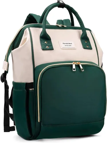Pomelo Best Mochila para pañales elegante impermeable multifuncional bolsa de bebé grande con cambiador y correas para cochecito, Verde beige,