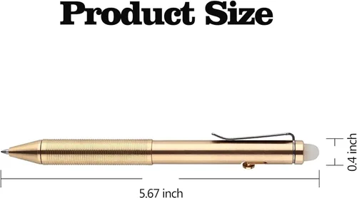 Miniatura 2 de SMOOTHERPRO Erasable Solid Brass Bolt Action Pen,Weighted Heavy Pen Compatible with Pilot FriXion Refill,Durable Pen Clip for EDC Pocket Business