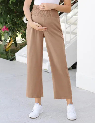 Miniatura 2 de Coolmee Pantalones de maternidad casuales sueltos de pierna ancha cómodos pantalones de yoga cómodos de cintura alta deportivos deportivos
