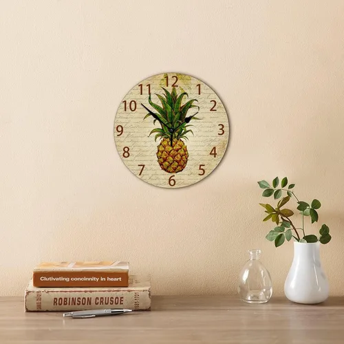 Miniatura 4 de Reloj de pared de madera de 10 pulgadas, reloj de pared duradero con pilas, estilo rural, reloj de madera para colgar en la pared, para estudio