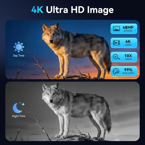 Miniatura 4 de Gafas de visión nocturna 4K para adultos: prismáticos de pantalla IPS de 4.5 pulgadas con zoom de 10X, regalos para hombres, papá, marido, novio