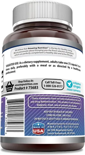 Miniatura 4 de Amazing Formulas - Suplemento de magnesio (glicinato) de 120 mg por porción, cápsulas vegetarianas, con glicinato de magnesio, sin OMG, sin gluten