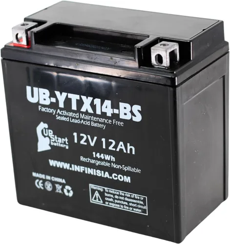 Miniatura 6 de Repuesto para Honda TRX300 Fourtrax 300 CC 1988 activado de fábrica, sin mantenimiento, batería ATV - 12V, 12AH, UB-YTX14-BS