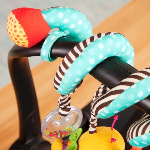 Miniatura 4 de B. toys - B. baby - Wiggle Wrap- Juguete para bebé - Juguete para asiento de automóvil, cochecito, cuna - Espiral con 3 juguetes colgantes