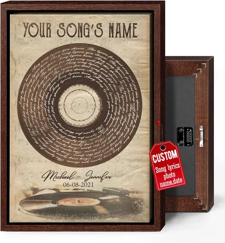 Miniatura 18 de H-DEWALL Lienzo personalizado con letras de canciones enmarcado, regalos para ella, obra de arte para el dormitorio, lienzo musical personalizado