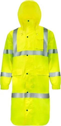 Miniatura 2 de JORESTECH Capa de lluvia de seguridad de alta visibilidad Lima/Amarillo Clase 3 con cinta reflectante de 2 pulgadas, cumple con ANSI/ISEA