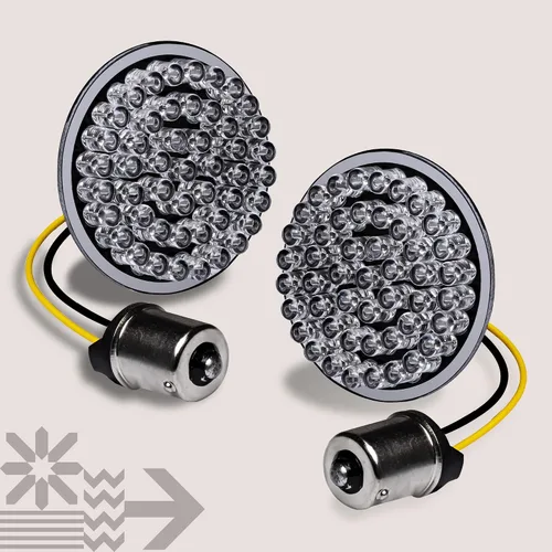 Miniatura 8 de TRUE MODS 2" 1156 Luz trasera LED anaranjada de señal de giro para Harley Davidson [Juego de par] [Acabado negro] [Estilo bala] Para Harley
