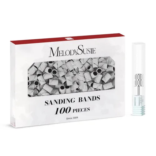 Miniatura 37 de MelodySusie - 100 bandas de lijado para brocas de uñas para lima eléctrica, de grano #80 grueso para limar uñas acrílicas, manicura y pedicura