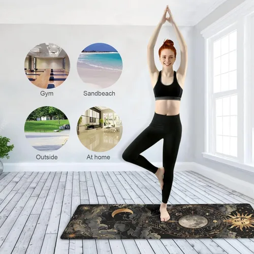 Miniatura 5 de Cute Chubby Frog Yoga Mat, 71 x 26 Inch Non-slip Yoga Mats Folding Travel Exercise Mat Indoor Outdoor Gym Pilates with Storage Bag for Women Men C195