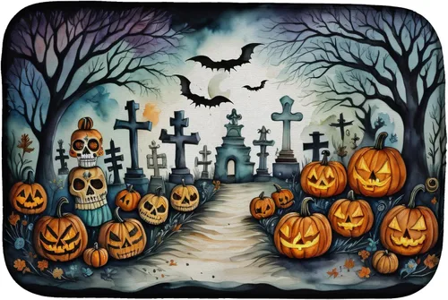 Miniatura 57 de Caroline's Treasures DAC2223DDM Tapete de secado de platos de Halloween espeluznante de gato negro, tapete absorbente para secado de platos