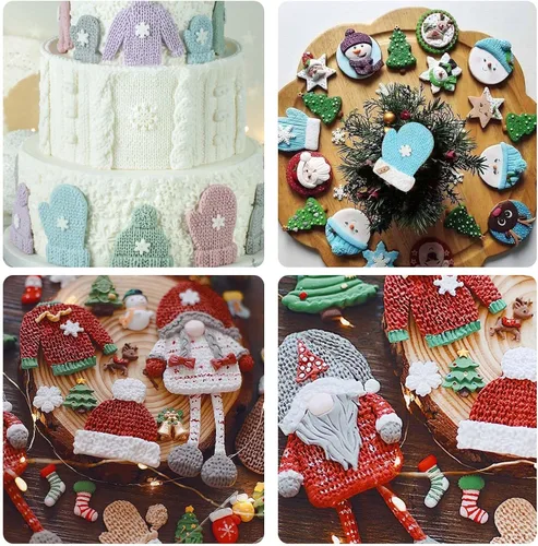 Miniatura 6 de Moldes de arcilla para suéter de punto, 3 paquetes de moldes de chocolate para decoración de pasteles, decoración de cupcakes para Navidad, fiesta