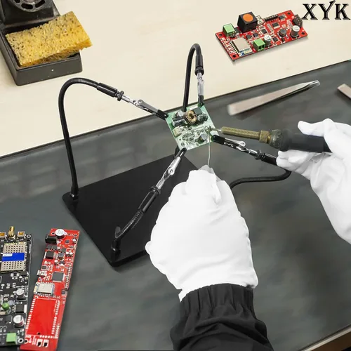 Miniatura 5 de XYK Estación de soldadura de manos de ayuda, kit de soldadura, herramienta de soldadura de tercera mano, 4 brazos flexibles que ayudan a las manos