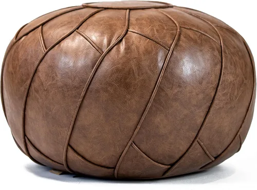 Miniatura 15 de Moderner Puf de piel sintética otomana sin relleno, reposapiés marroquí, cojín para reposapiés, solución de almacenamiento, color marrón natural
