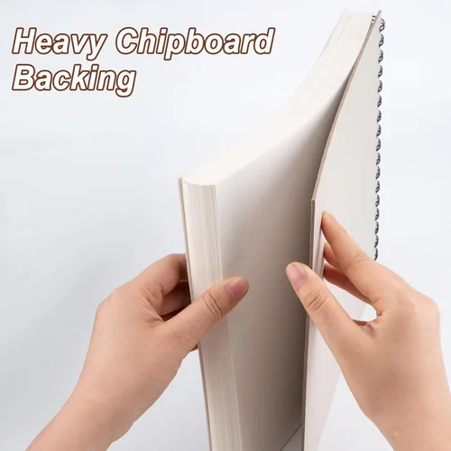 Miniatura 7 de TKOOFN Paquete de 5 cuadernos de bocetos de 9 x 12 pulgadas a granel (500 hojas en total), blocs de dibujo premium encuadernados en espiral superior