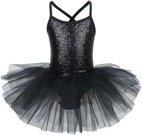 Miniatura 2 de Disimlarl Girls Ballerina Party Costume Sequined Dance Wear Ballet Leotard Dress for Kids