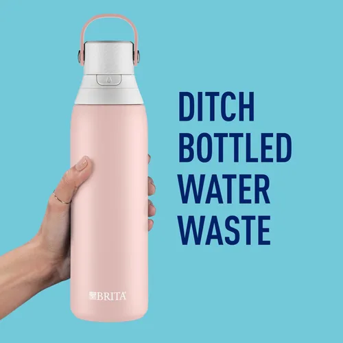Miniatura 6 de Botella de agua con filtro de acero inoxidable Brita Premium, sin BPA, reutilizable, aislada, reemplaza 300 botellas de agua de plástico, el filtro