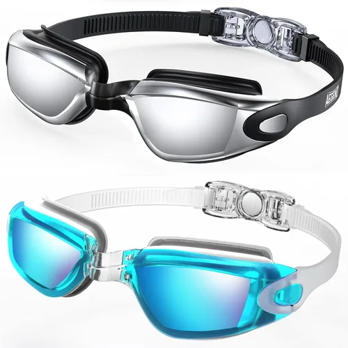 Miniatura 9 de Aegend - Gafas de natación, paquete de 2 gafas de natación sin filtraciones, para adultos, hombres, mujeres y jóvenes Negro claro y rosa rojo claro