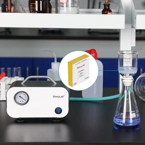 Miniatura 7 de stonylab Papel de filtro cualitativo, 100 paquetes de papel de filtro de celulosa de flujo lento con retención de partículas de 10 micras, diámetro