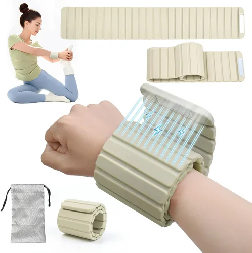 Miniatura 7 de Pesas de tobillo y muñeca para mujeres y hombres, diseño magnético ultrafino ajustable, silicona agradable a la piel con bloques de acero para yoga