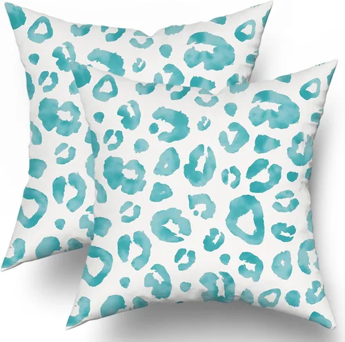 Miniatura 21 de Juego de 2 fundas de almohada con estampado de leopardo gris aguamarina de 16 x 16 pulgadas, diseño de guepardo gris acuarela y blanco, fundas