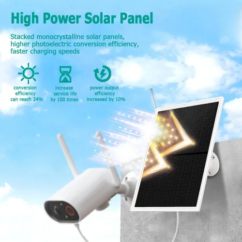Miniatura 2 de Cargador de panel solar para cámaras de seguridad al aire libre, 10 W, CC 5 V, compatible con cámaras de batería recargable micro USB y tipo C