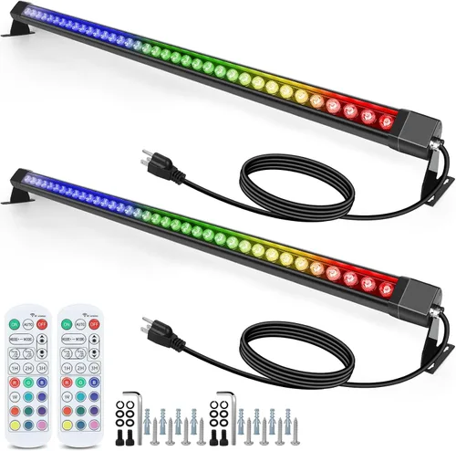 Miniatura 10 de HNRLOY Paquete de 2 luces de pared para exteriores, 36 W, 5000 K, luz diurna, luz blanca, arandela de pared, barra de luz LED lineal de 2 pies y 120
