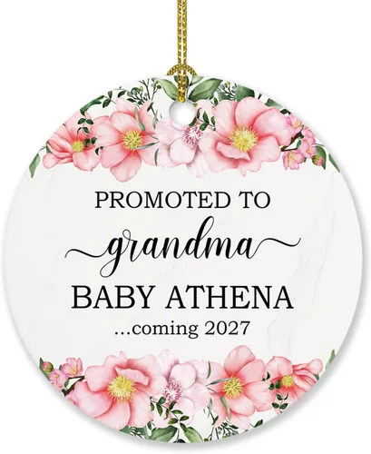 Miniatura 25 de Adorno personalizado para bebé que llega 2027, adorno de Navidad de Bump, elige el nombre del bebé y el año de Navidad para el nuevo abuelo abuela
