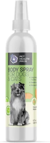 Spray desodorizante perfumado para perros y gatos con aroma a melón de pepino - Colonia y desodorante para mascotas de larga duración - 8 onzas